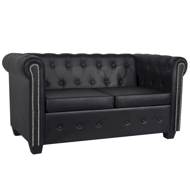 Ensemble de canapés Chesterfield vidaXL 2 et 3 places en similicuir noir-5