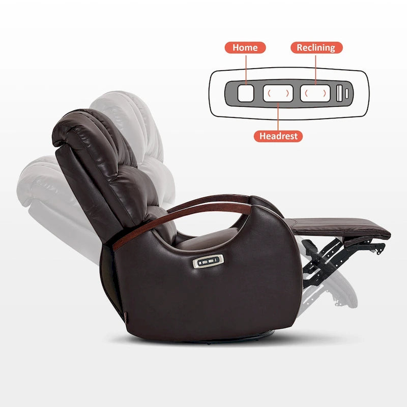 Fauteuil inclinable pivotant et pivotant MCombo avec appui-tête réglable pour chambre d'enfant, en similicuir PR616-8