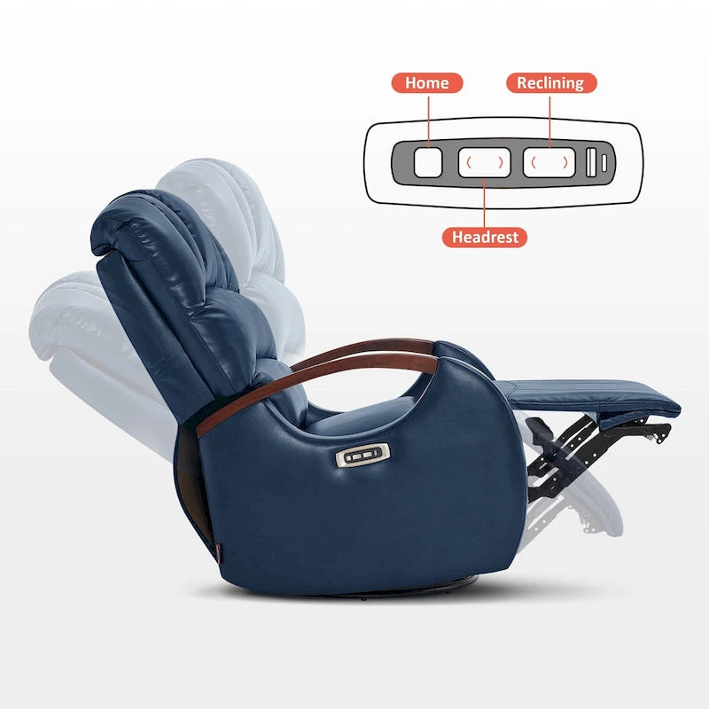 Fauteuil inclinable pivotant et pivotant MCombo avec appui-tête réglable pour chambre d'enfant, en similicuir PR616-25