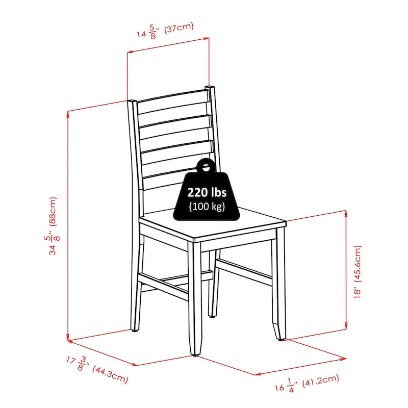 Table ronde à abattants 5 pièces avec chaises à dossier échelle, noyer-5