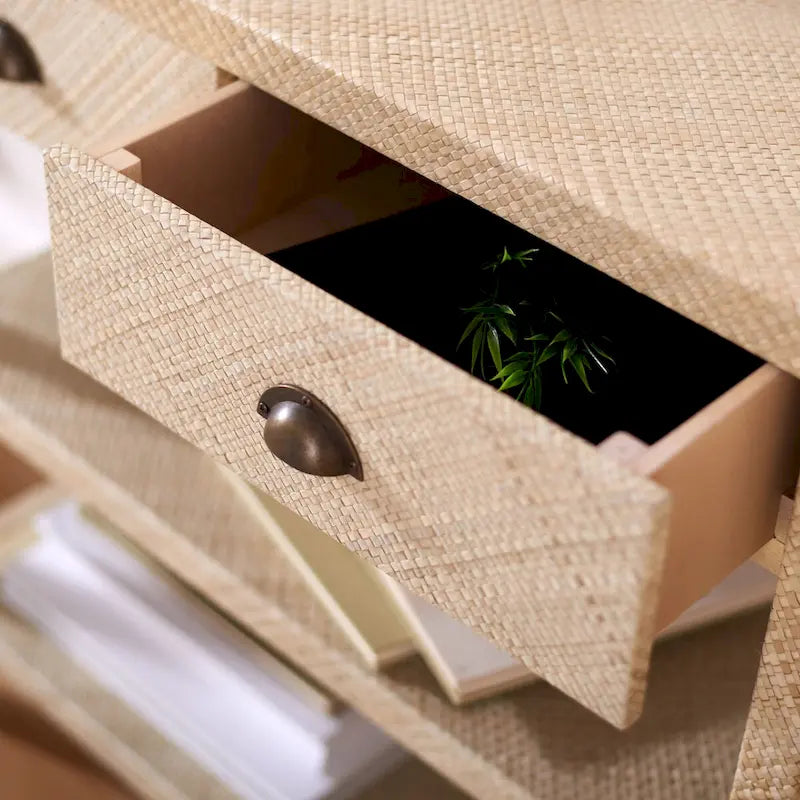 Console SAFAVIEH Iza en raphia naturel clair et or - 79 cm (L) x 36 cm (l) x 76 cm (H)-2