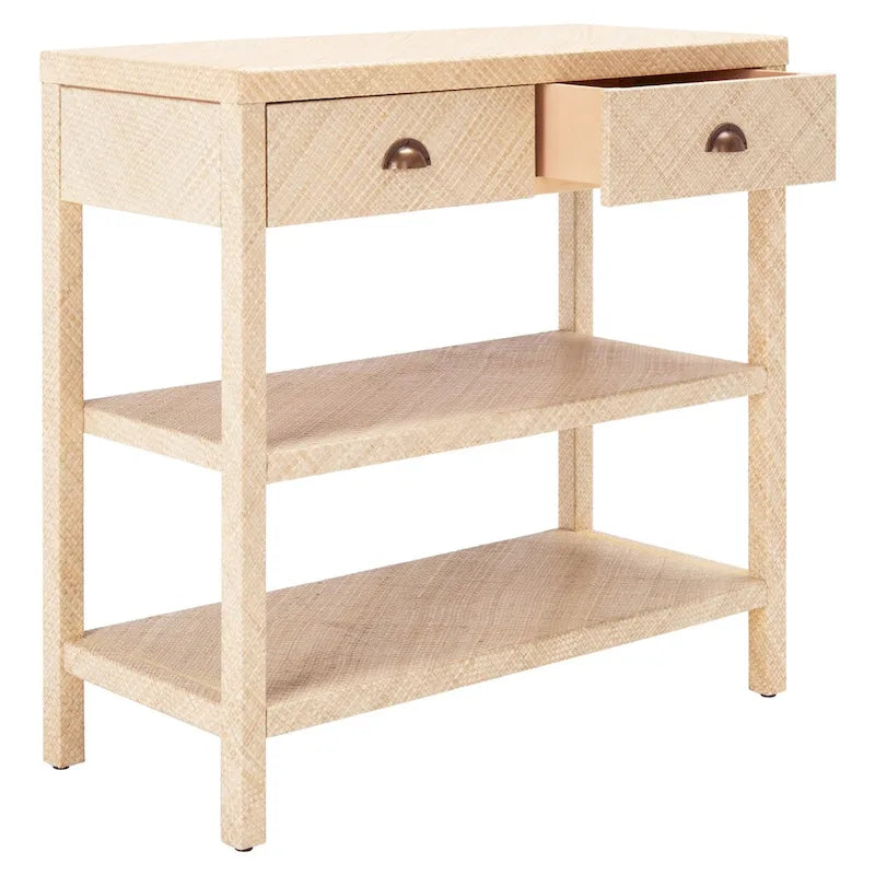 Console SAFAVIEH Iza en raphia naturel clair et or - 79 cm (L) x 36 cm (l) x 76 cm (H)-11