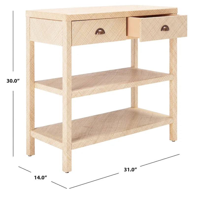 Console SAFAVIEH Iza en raphia naturel clair et or - 79 cm (L) x 36 cm (l) x 76 cm (H)-13