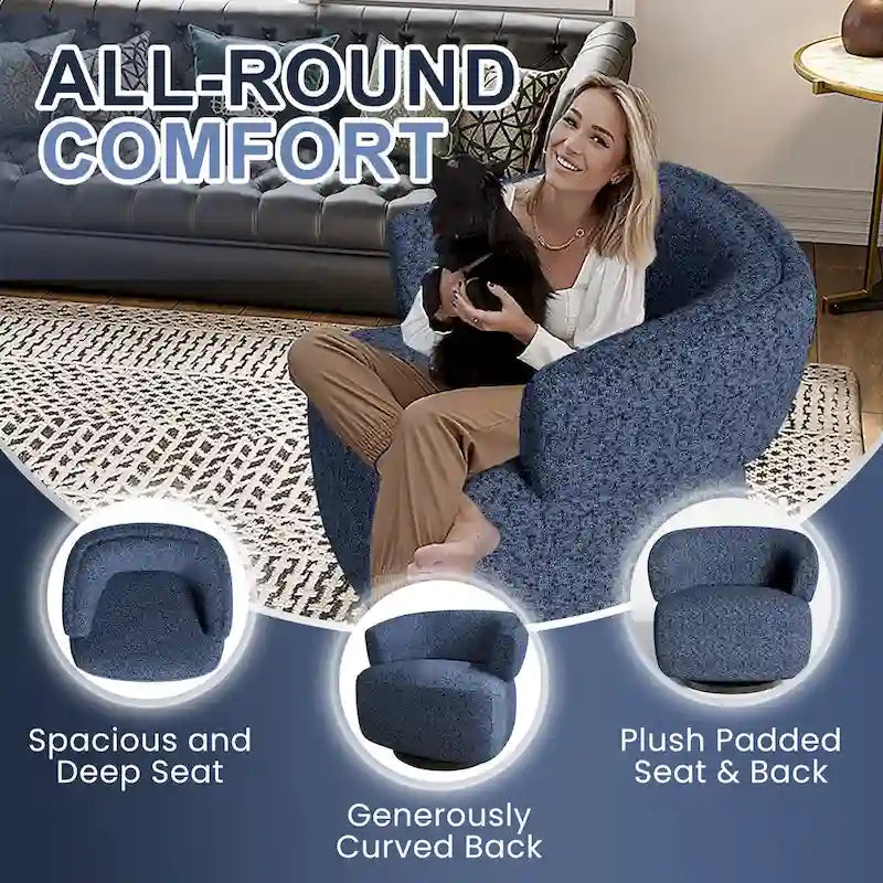 Fauteuil pivotant rembourré entièrement assemblé-10