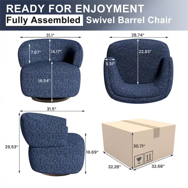 Fauteuil pivotant rembourré entièrement assemblé-11