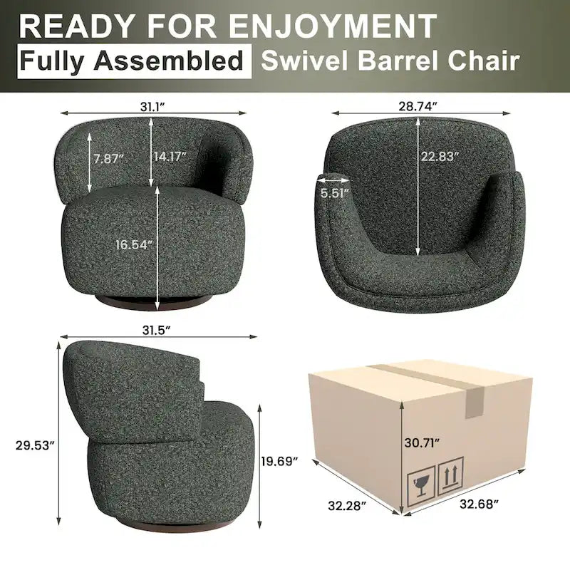 Fauteuil pivotant rembourré entièrement assemblé-19