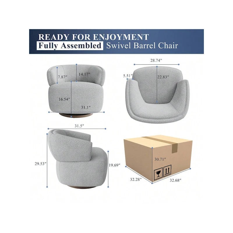 Fauteuil pivotant rembourré entièrement assemblé-30