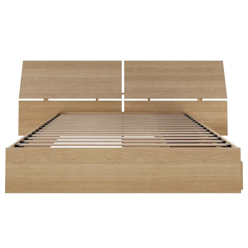 Lit coffre Nordik et tête de lit panoramique, érable naturel-4