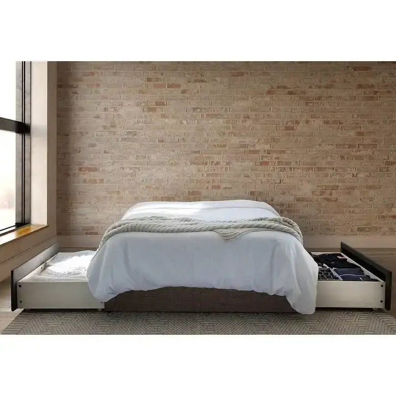 Lit plateforme rembourré Mammoth avec 2 tiroirs de rangement-5