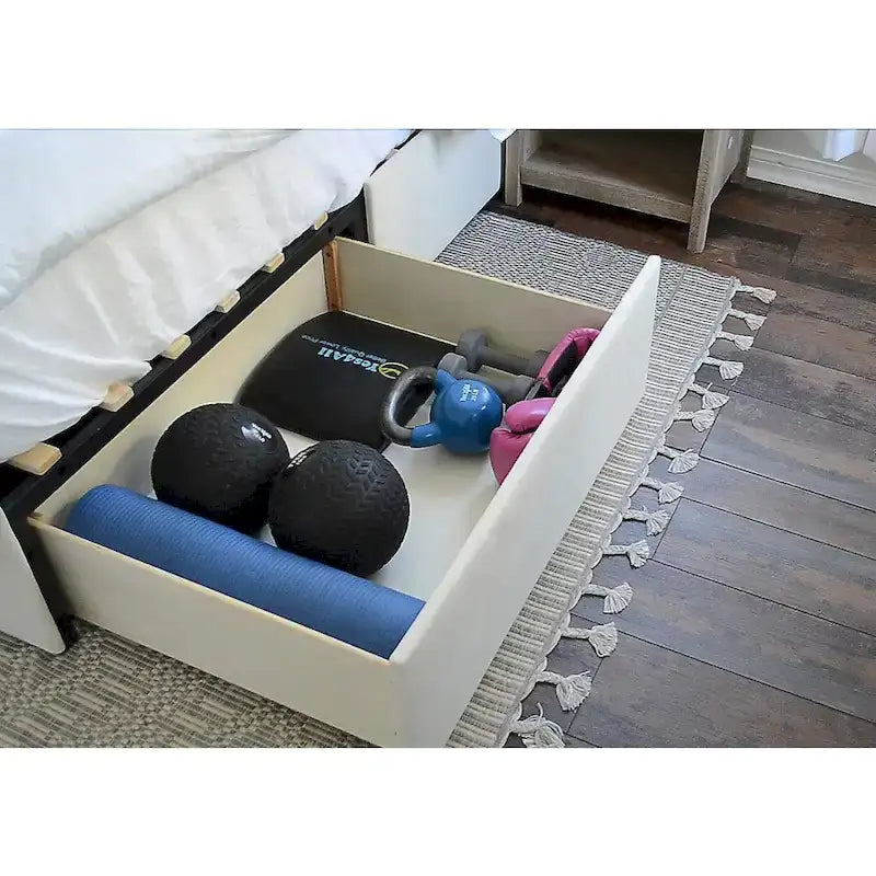 Lit plateforme rembourré Mammoth avec 2 tiroirs de rangement-6