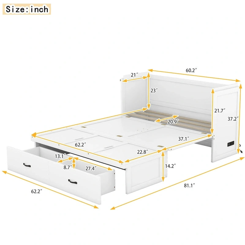 Lit escamotable avec port USB et grand tiroir-6