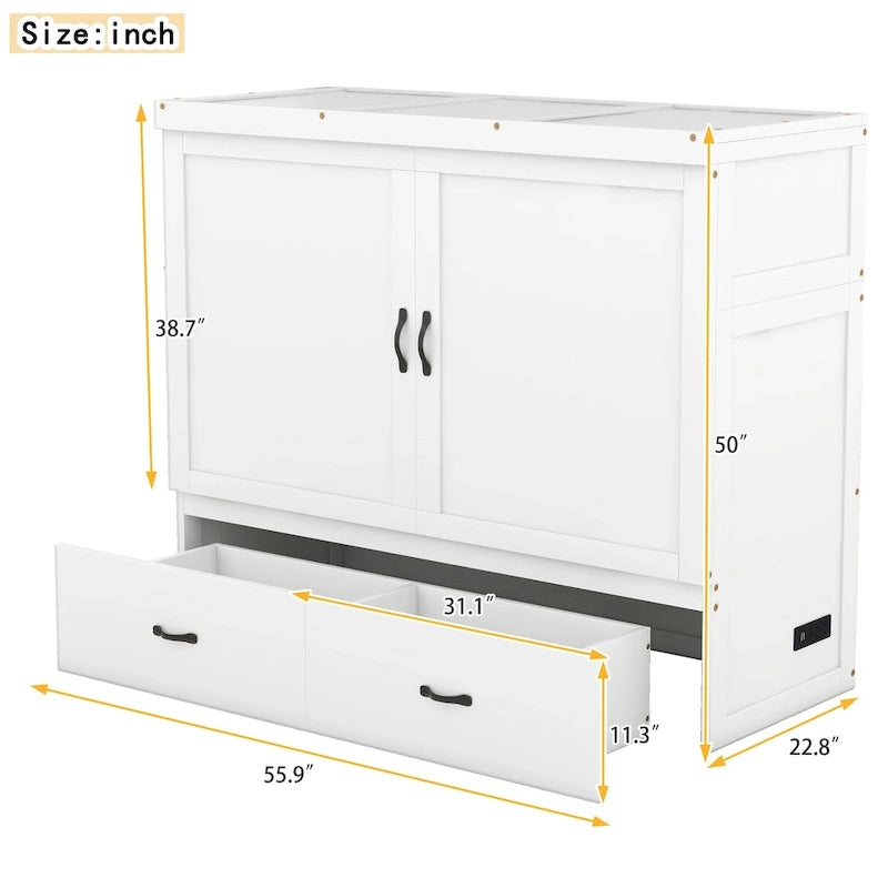 Lit escamotable avec port USB et grand tiroir-26