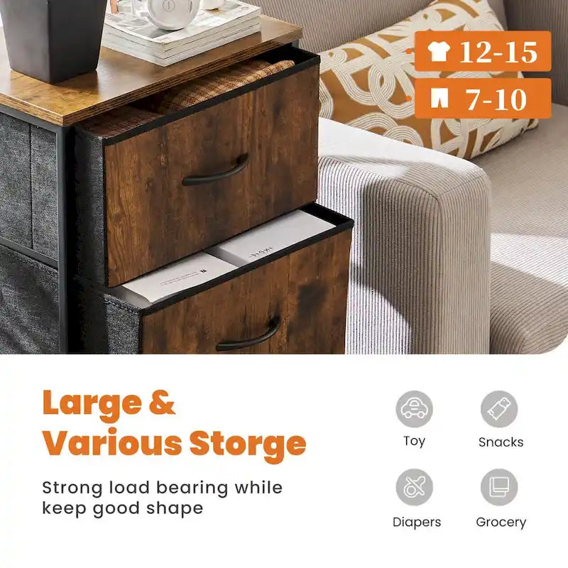 Commode à 4 tiroirs avec structure en métal et plateau en bois-2