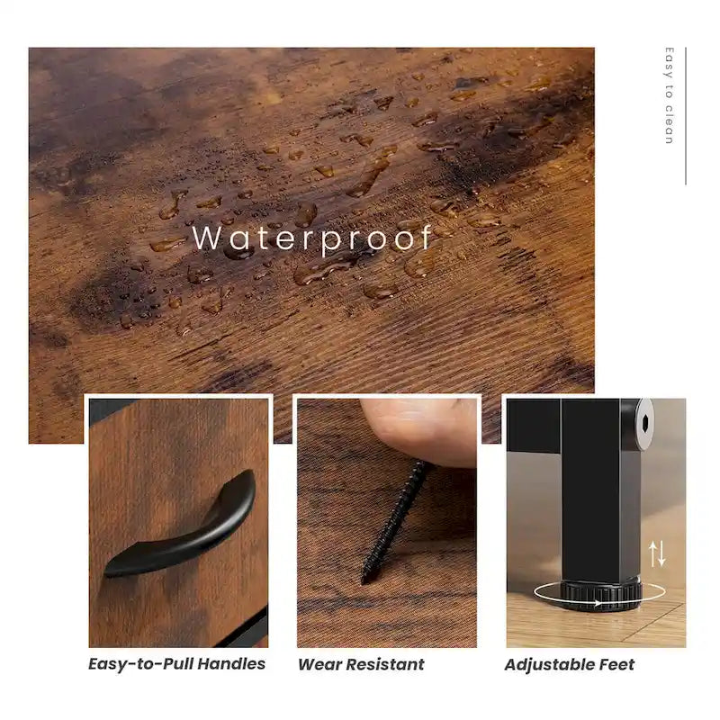 Commode à 4 tiroirs avec structure en métal et plateau en bois-3