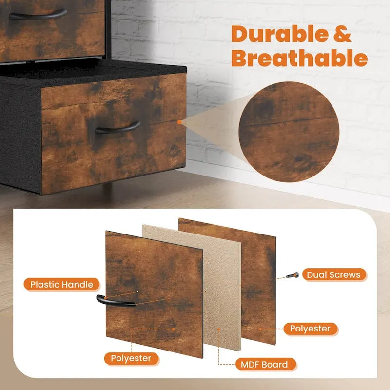 Commode à 4 tiroirs avec structure en métal et plateau en bois-4