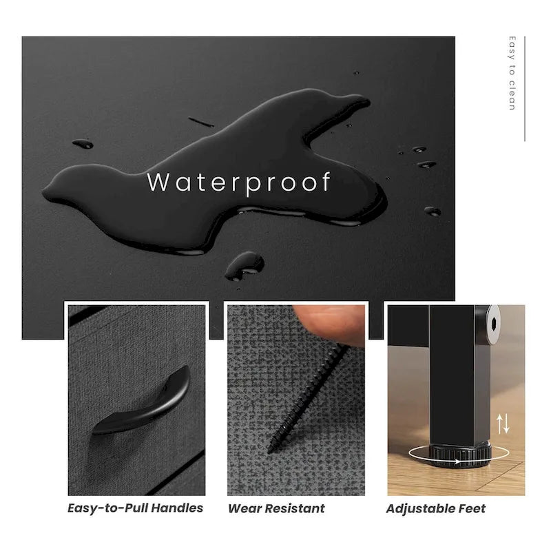 Commode à 4 tiroirs avec structure en métal et plateau en bois-17