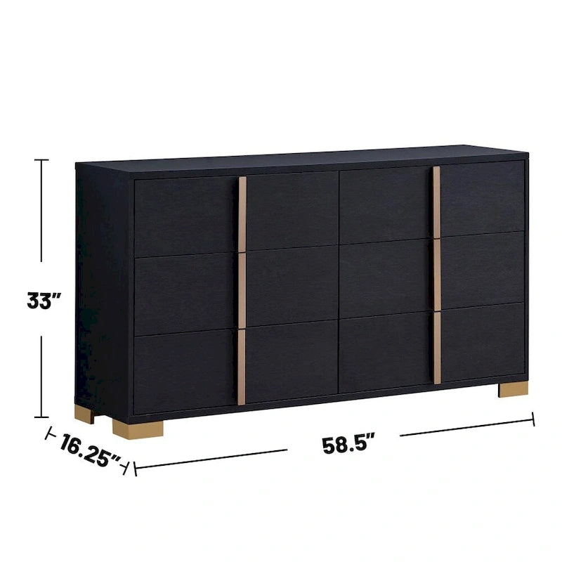 Commode en bois à 6 tiroirs avec quincaillerie en métal-2