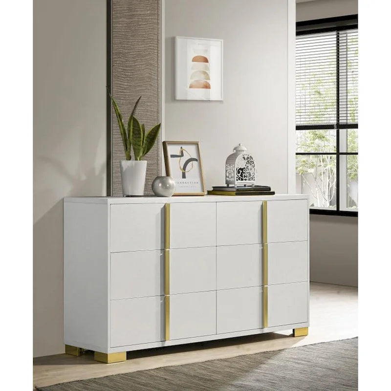 Commode en bois à 6 tiroirs avec quincaillerie en métal-5