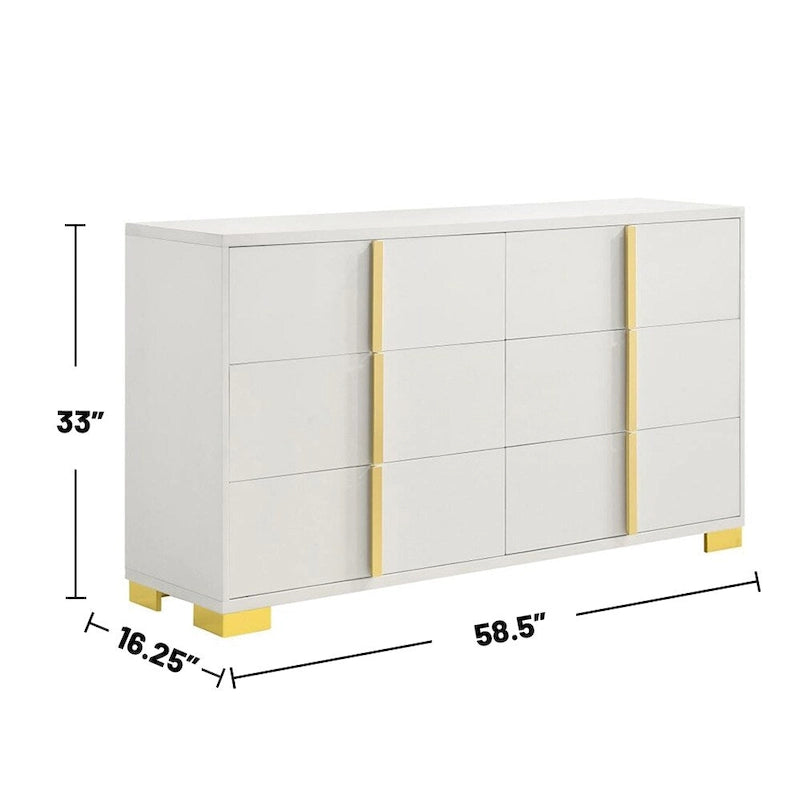 Commode en bois à 6 tiroirs avec quincaillerie en métal-6