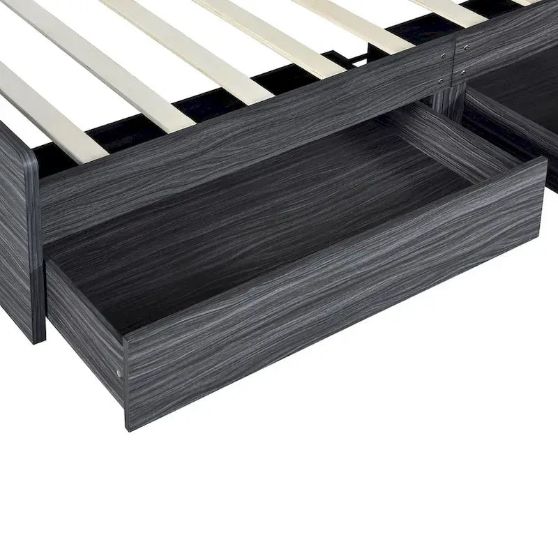 Cadre de lit plateforme de rangement pour lit simple avec étagères et tiroirs-9
