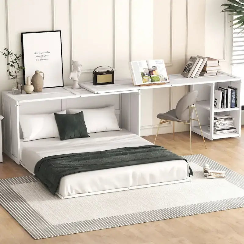 Lit escamotable Queen Size avec bureau pivotant-4