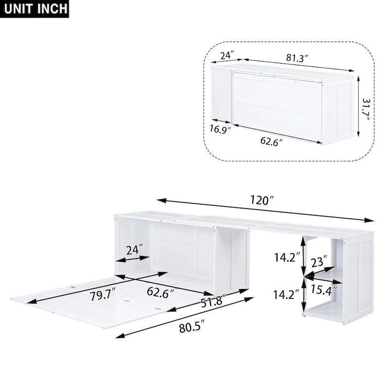 Lit escamotable Queen Size avec bureau pivotant-6