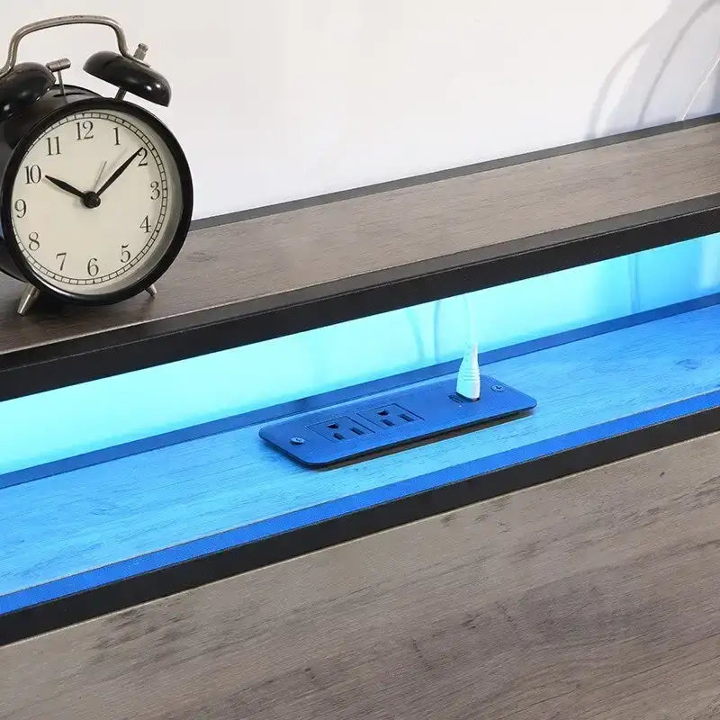 Cadre de lit plateforme pleine grandeur, tête de lit avec rangement, station de recharge et 4 tiroirs de rangement-9