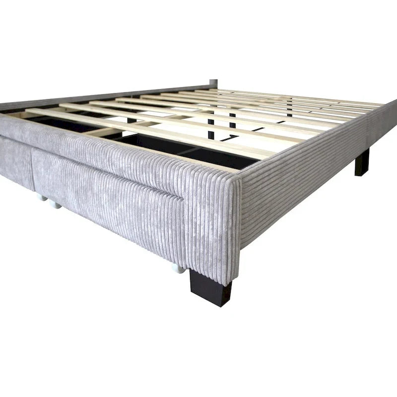 Lit capitonné à oreilles avec tiroir de rangement au pied du lit-10