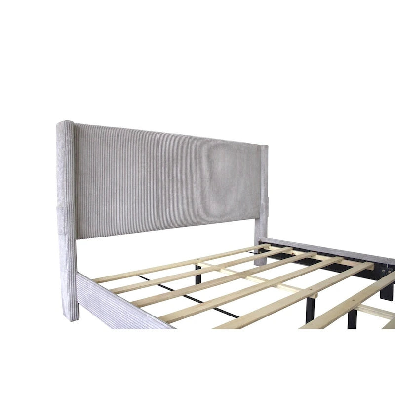 Lit capitonné à oreilles avec tiroir de rangement au pied du lit-14