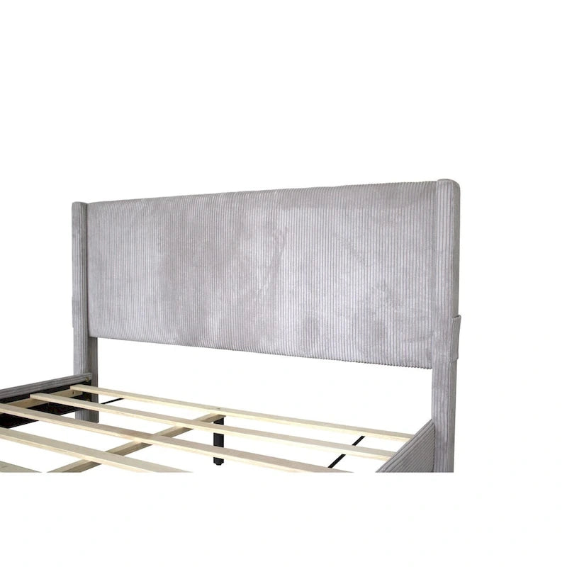 Lit capitonné à oreilles avec tiroir de rangement au pied du lit-15