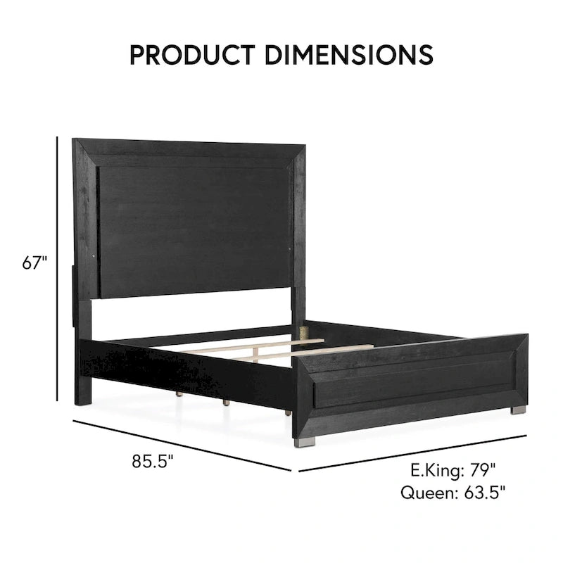 Lit moderne Alaric de Furniture of America, en bois massif noir, avec tête de lit éclairée par LED-2