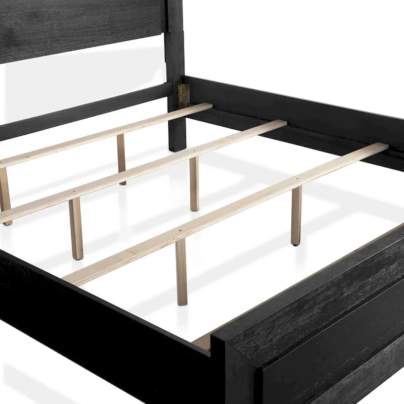 Lit moderne Alaric de Furniture of America, en bois massif noir, avec tête de lit éclairée par LED-6