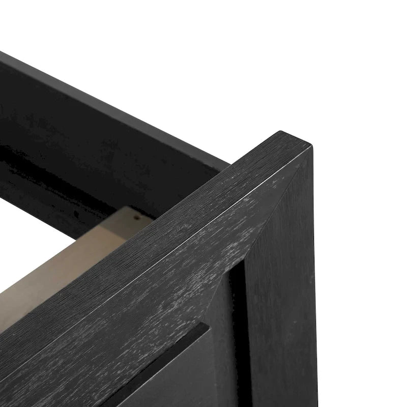 Lit moderne Alaric de Furniture of America, en bois massif noir, avec tête de lit éclairée par LED-7