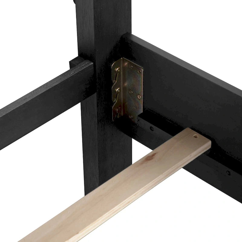 Lit moderne Alaric de Furniture of America, en bois massif noir, avec tête de lit éclairée par LED-12