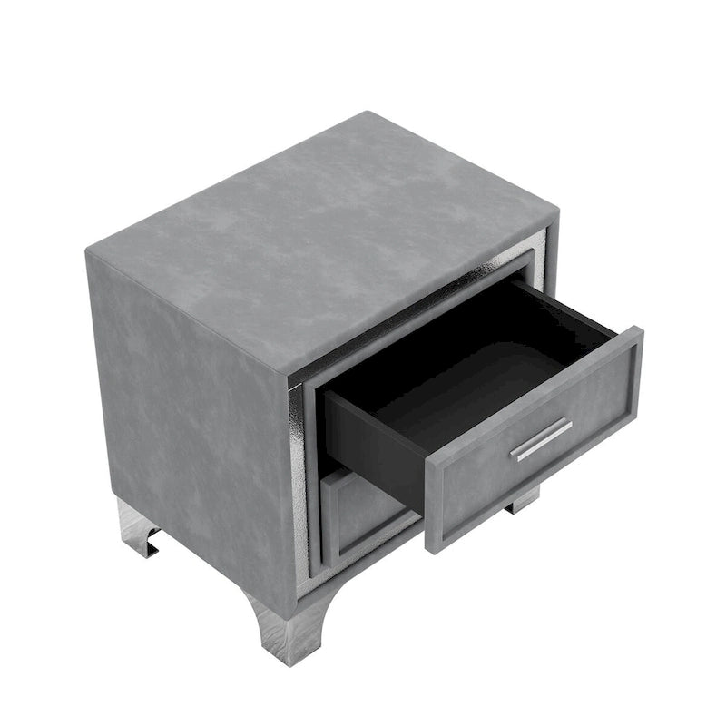 Ensembles de chambre à coucher 3 pièces comprenant un lit plateforme rembourré de taille queen et deux tables de chevet-9