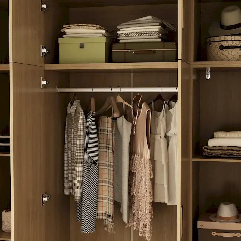 Armoire-penderie avec poignées dorées et meuble haut en option-16