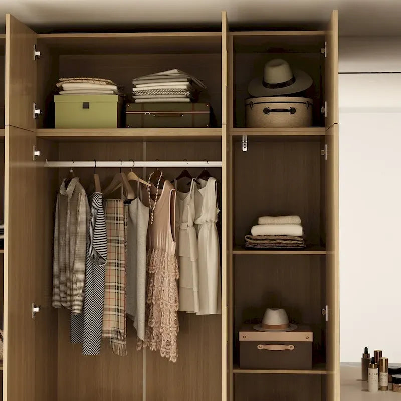 Armoire-penderie avec poignées dorées et meuble haut en option-17