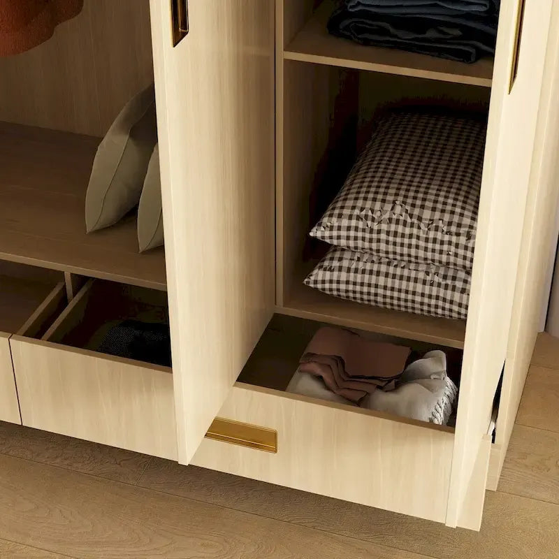 Armoire-penderie avec poignées dorées et meuble haut en option-19