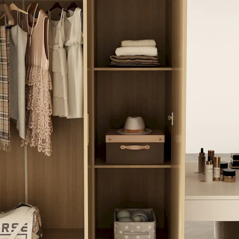 Armoire-penderie avec poignées dorées et meuble haut en option-34