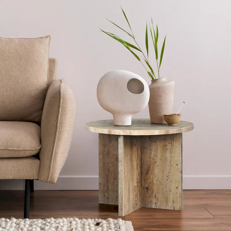 Table d'appoint contemporaine en marbre naturel en forme de X Cecil 17.75, fabriquée à la main par JONATHAN Y.-13