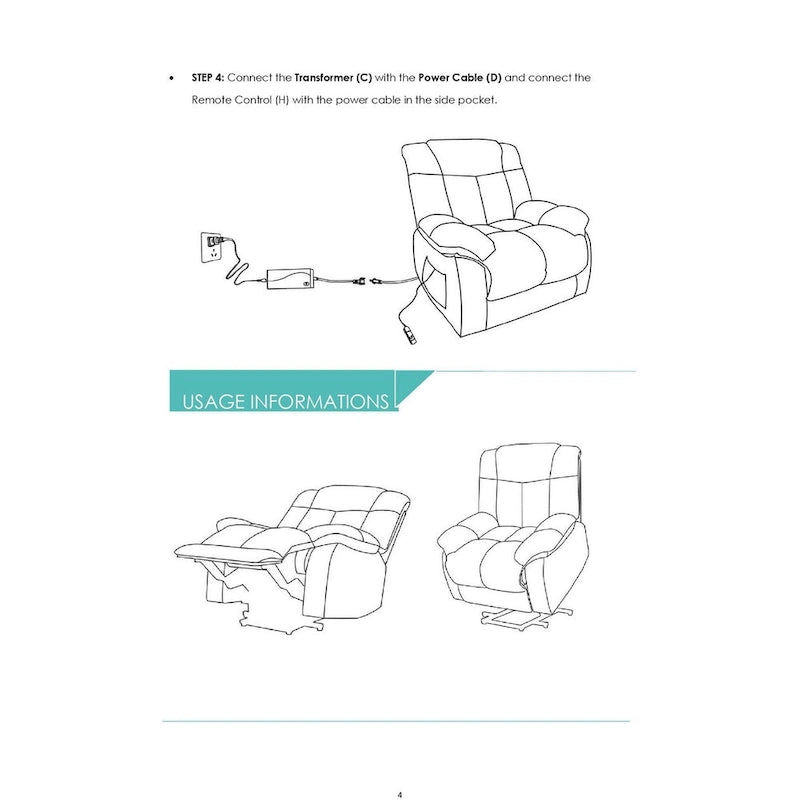Fauteuil inclinable électrique releveur pour personnes âgées, fauteuil inclinable avec poche latérale-10