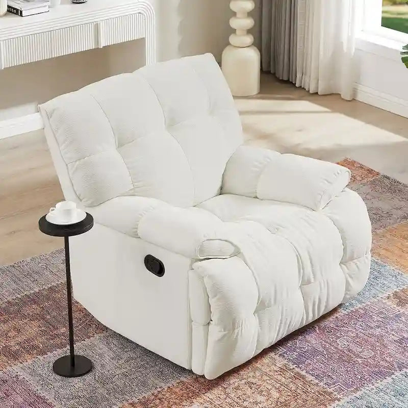 Fauteuil inclinable pivotant à 360 degrés en tissu, robuste, pour salon-2
