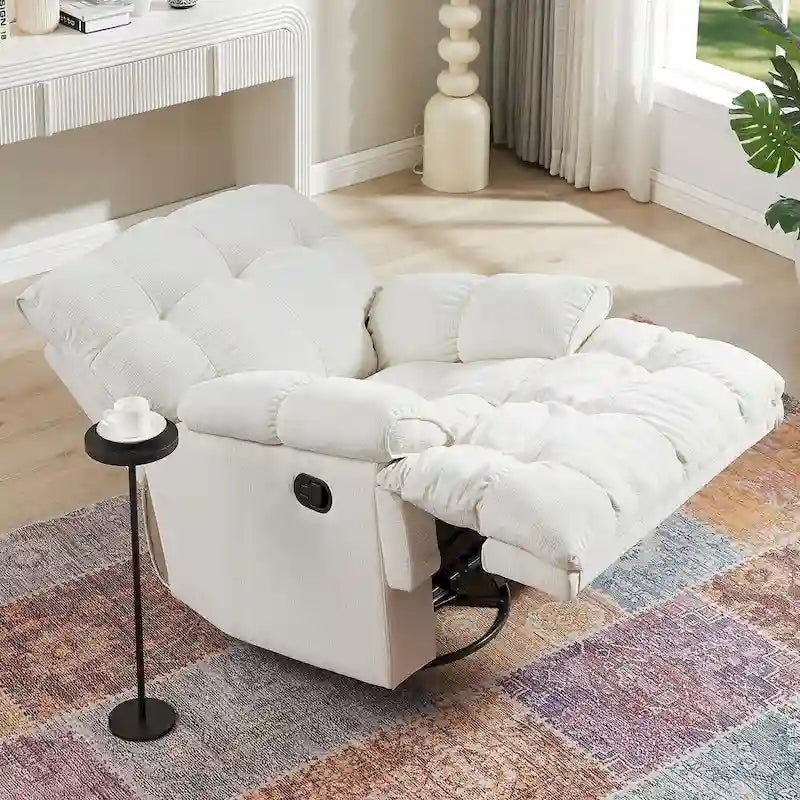 Fauteuil inclinable pivotant à 360 degrés en tissu, robuste, pour salon-3
