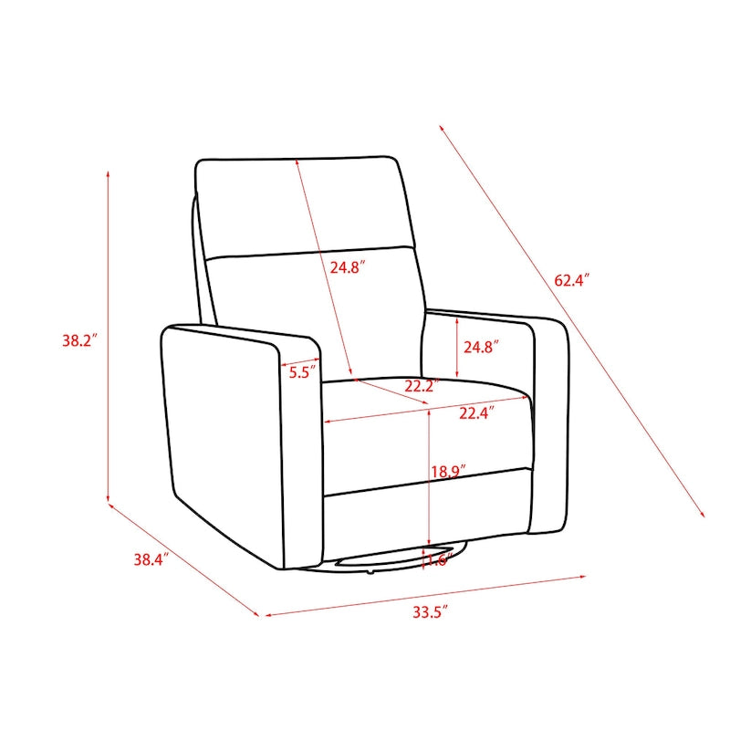 Fauteuil inclinable pivotant électrique Olmas 33,5 W avec chargeur USB-29