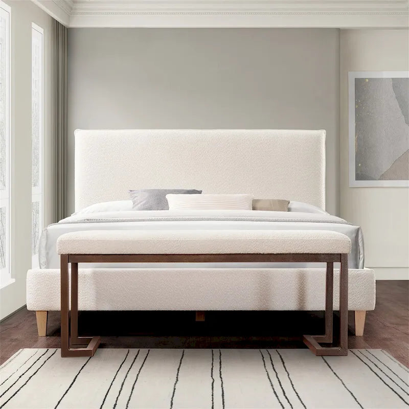 Banc d'appoint rectangulaire rembourré contemporain-5