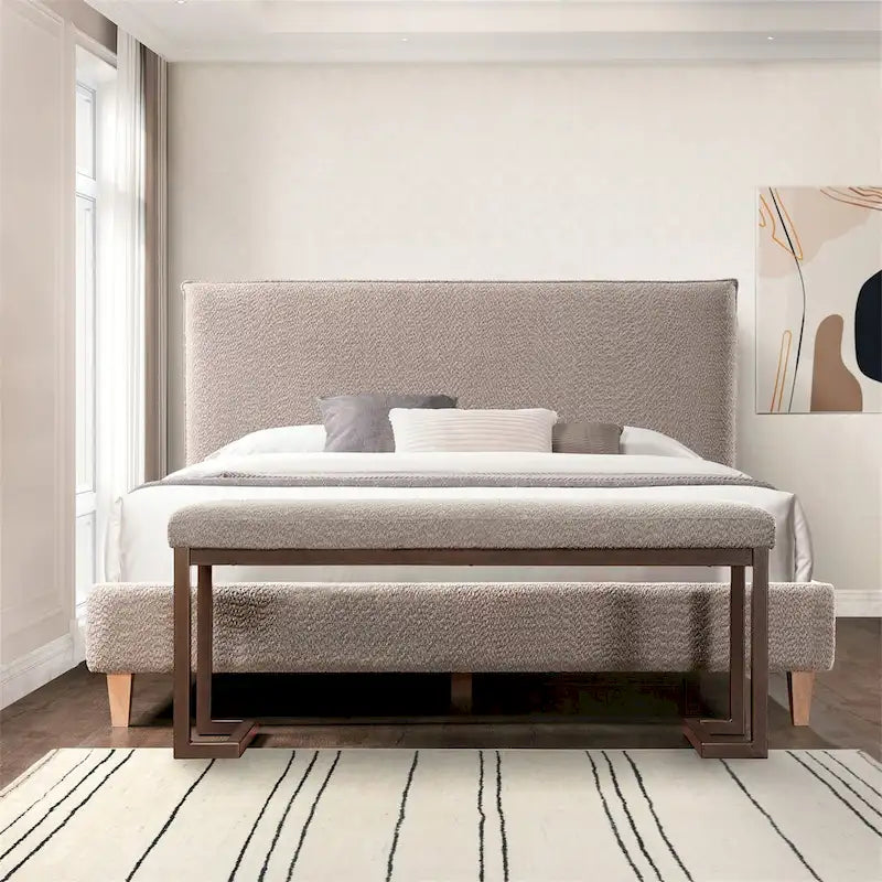 Banc d'appoint rectangulaire rembourré contemporain-10