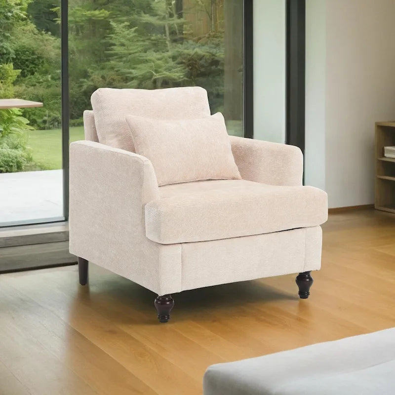 Fauteuil de lecture une place en chenille, fauteuil d'appoint rembourré avec coussin moelleux, fauteuil de lecture moderne du milieu du siècle-36