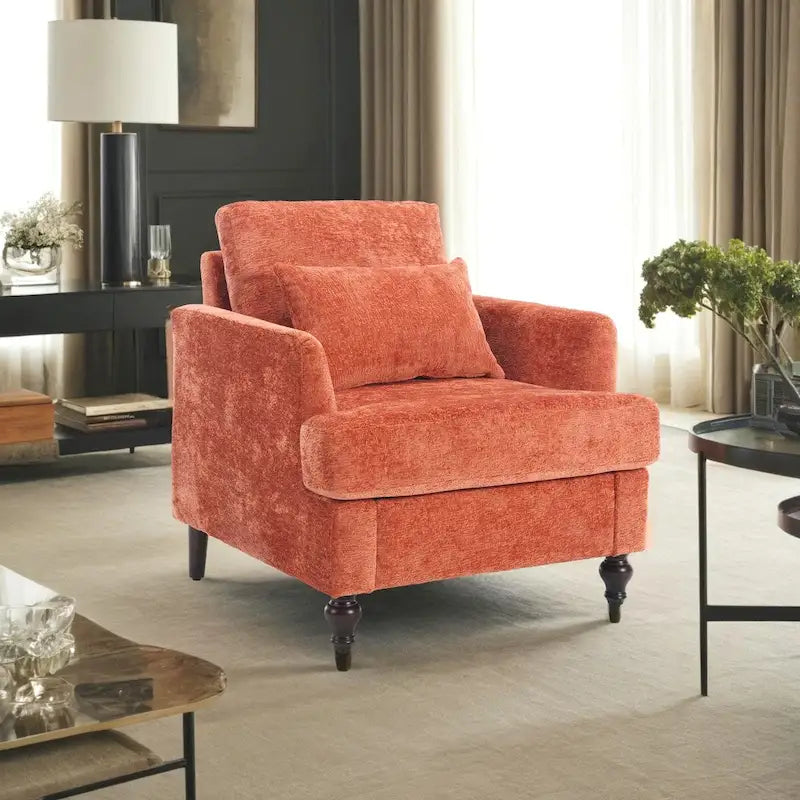 Fauteuil de lecture une place en chenille, fauteuil d'appoint rembourré avec coussin moelleux, fauteuil de lecture moderne du milieu du siècle-37