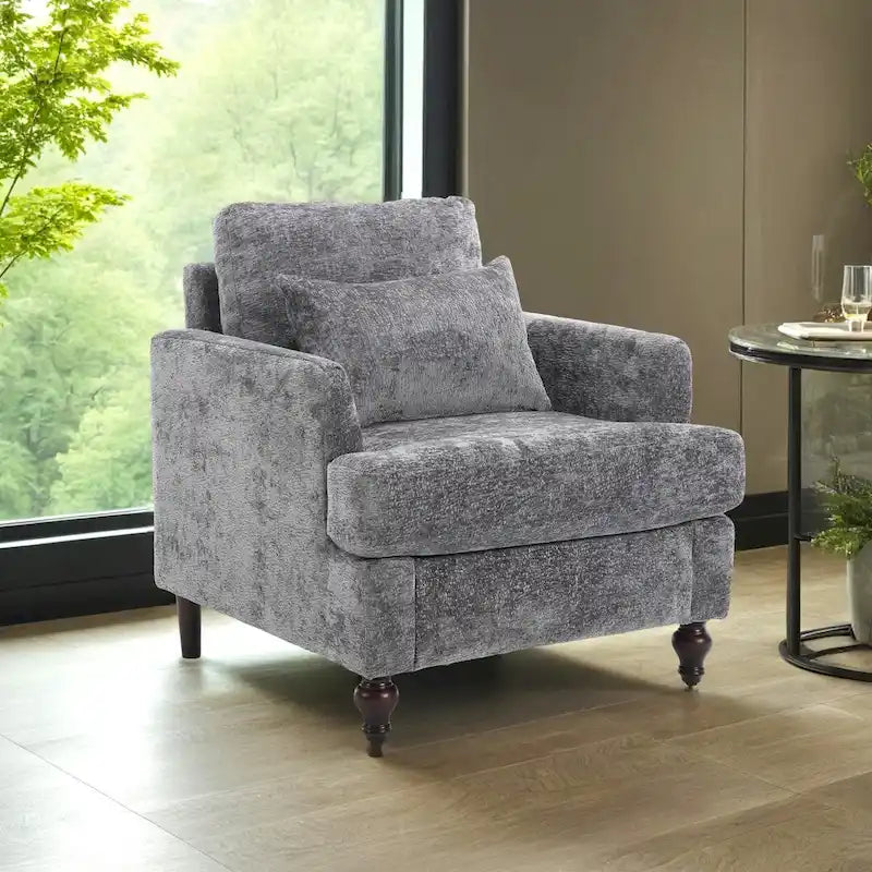 Fauteuil de lecture une place en chenille, fauteuil d'appoint rembourré avec coussin moelleux, fauteuil de lecture moderne du milieu du siècle-41