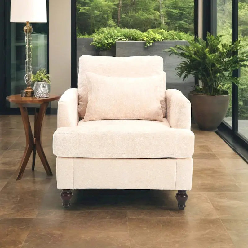 Fauteuil de lecture une place en chenille, fauteuil d'appoint rembourré avec coussin moelleux, fauteuil de lecture moderne du milieu du siècle-3